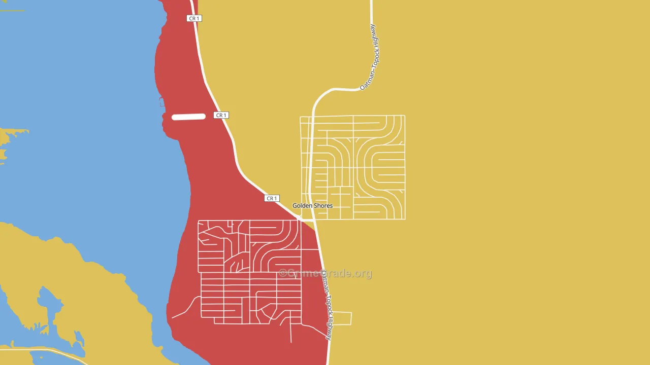 Golden Shores, AZ Map of Burglary Rates