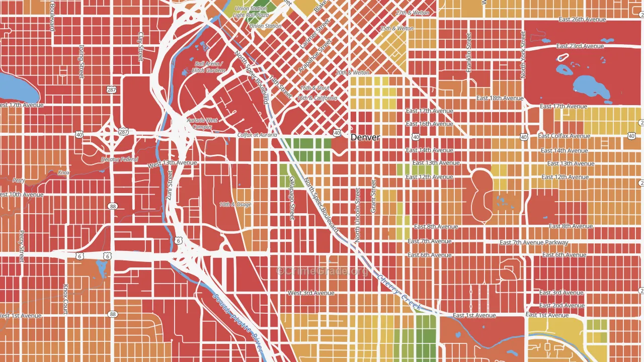 Golden Triangle, Denver, CO Map of Burglary Rates