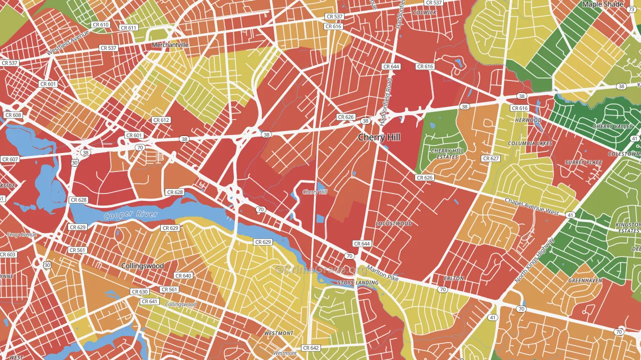 Golden Triangle, NJ Map of Burglary Rates