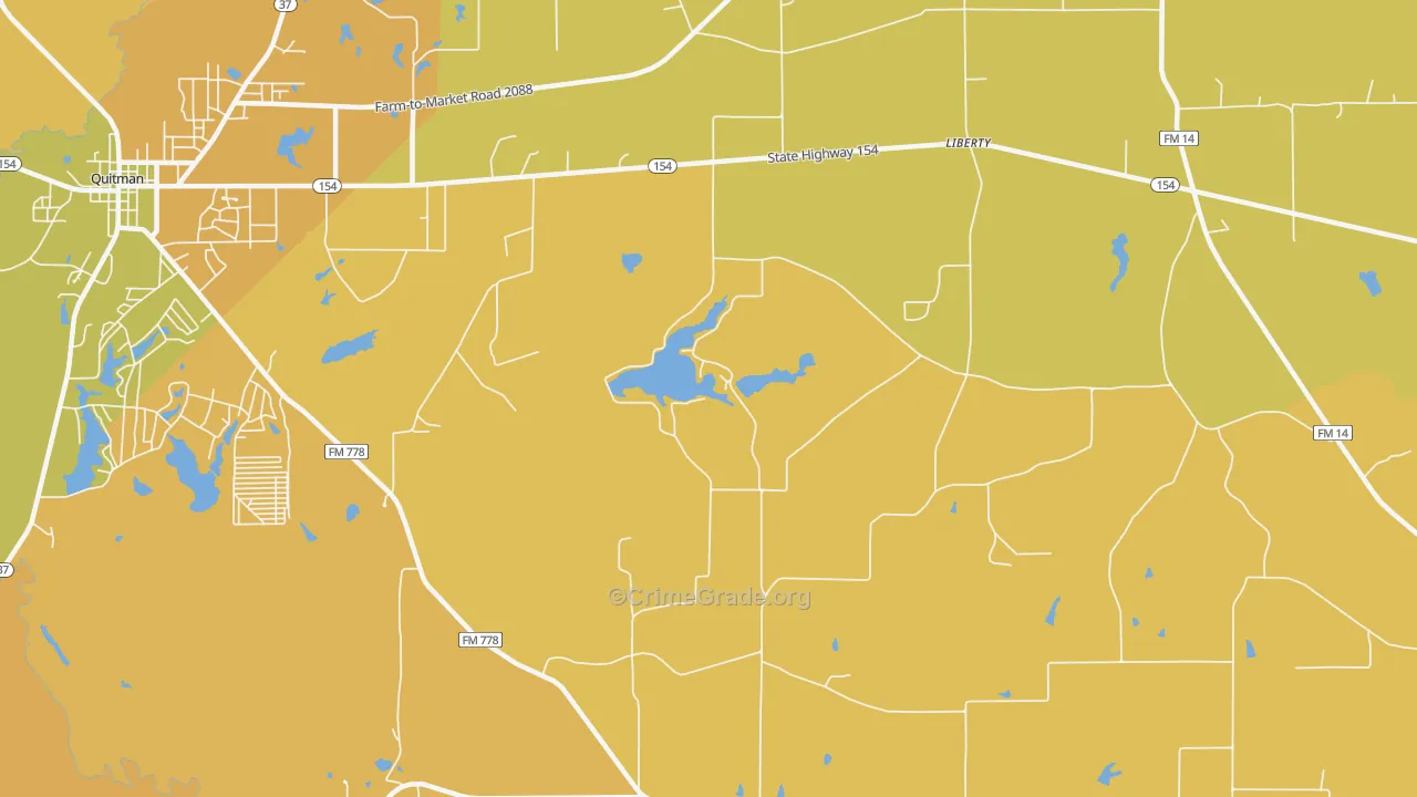 Golden, TX Map of Burglary Rates