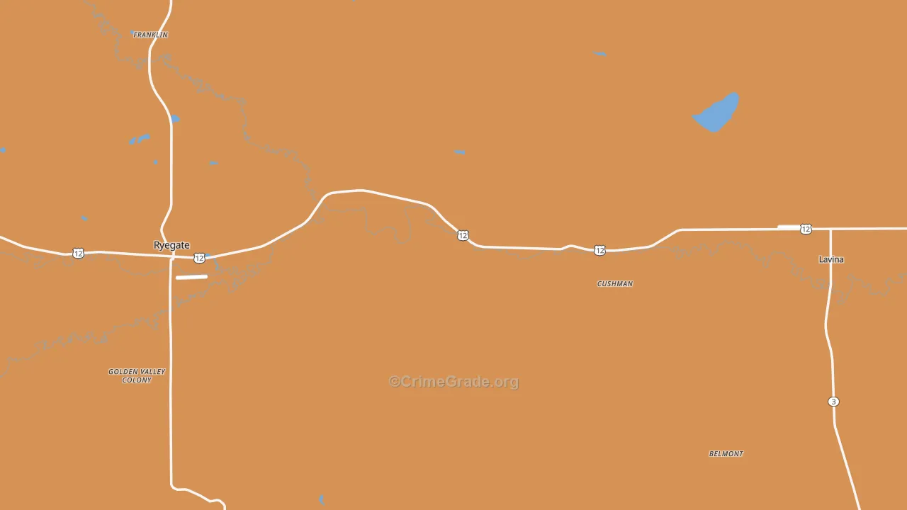 Golden Valley County, MT Map of Burglary Rates