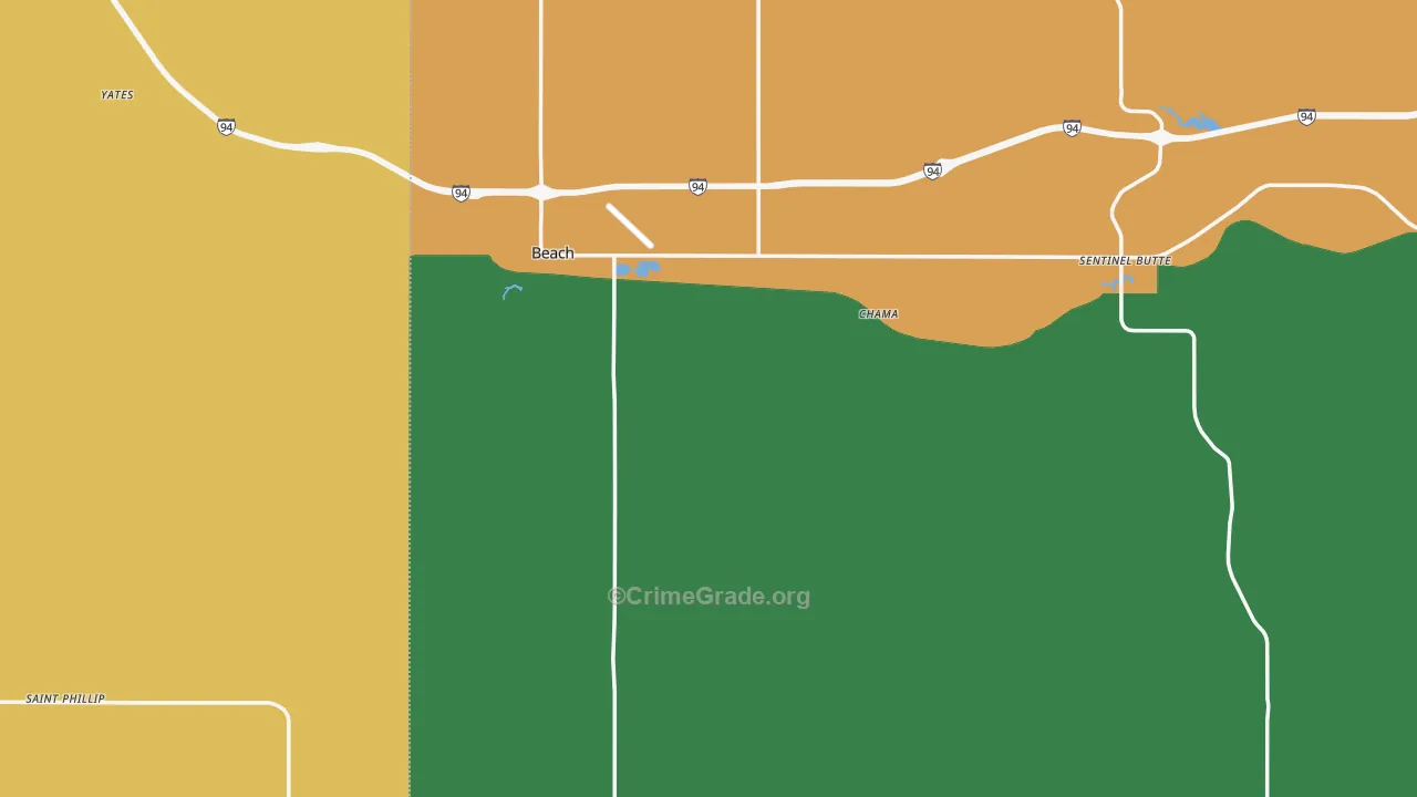 Golden Valley County, ND Map of Burglary Rates