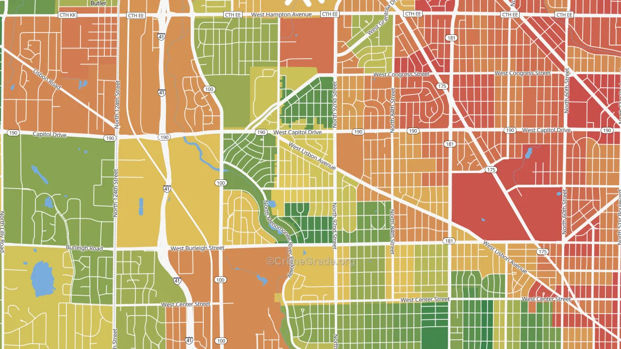Golden Valley, Milwaukee, WI Map of Burglary Rates
