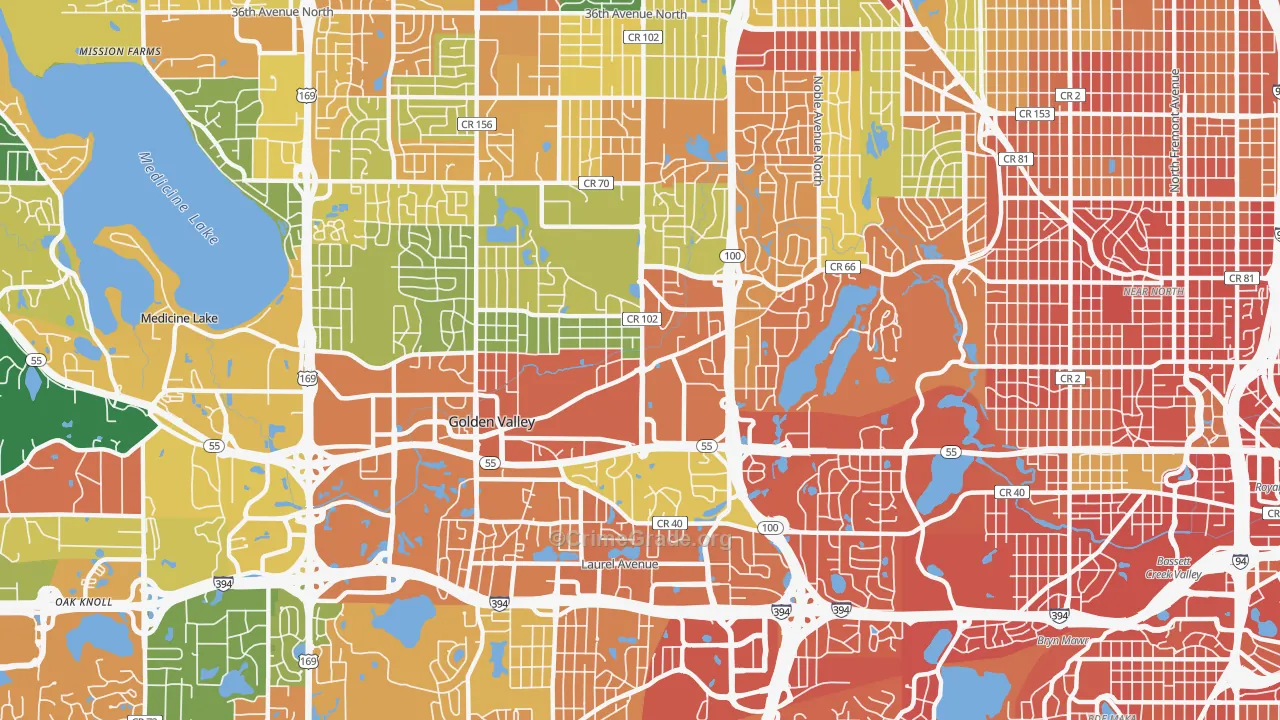 Golden Valley, MN Map of Burglary Rates