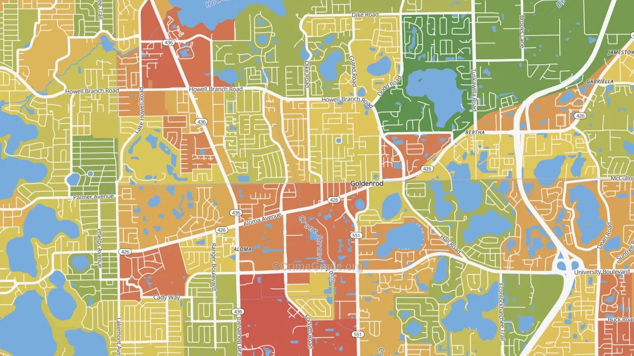 Goldenrod, FL Map of Burglary Rates