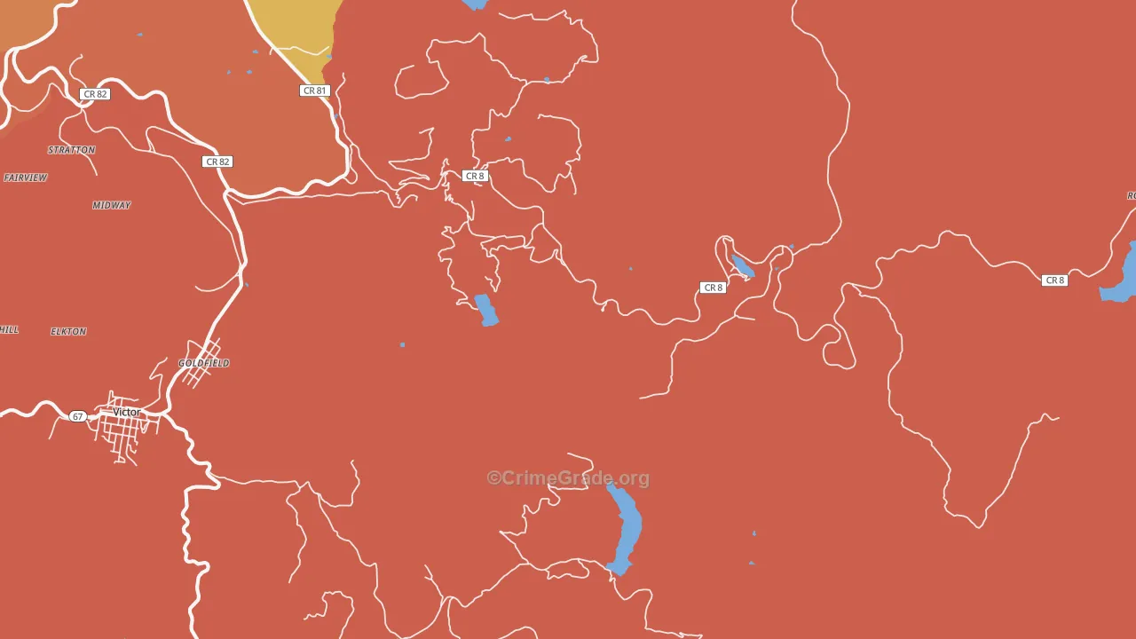 Goldfield, CO Map of Burglary Rates