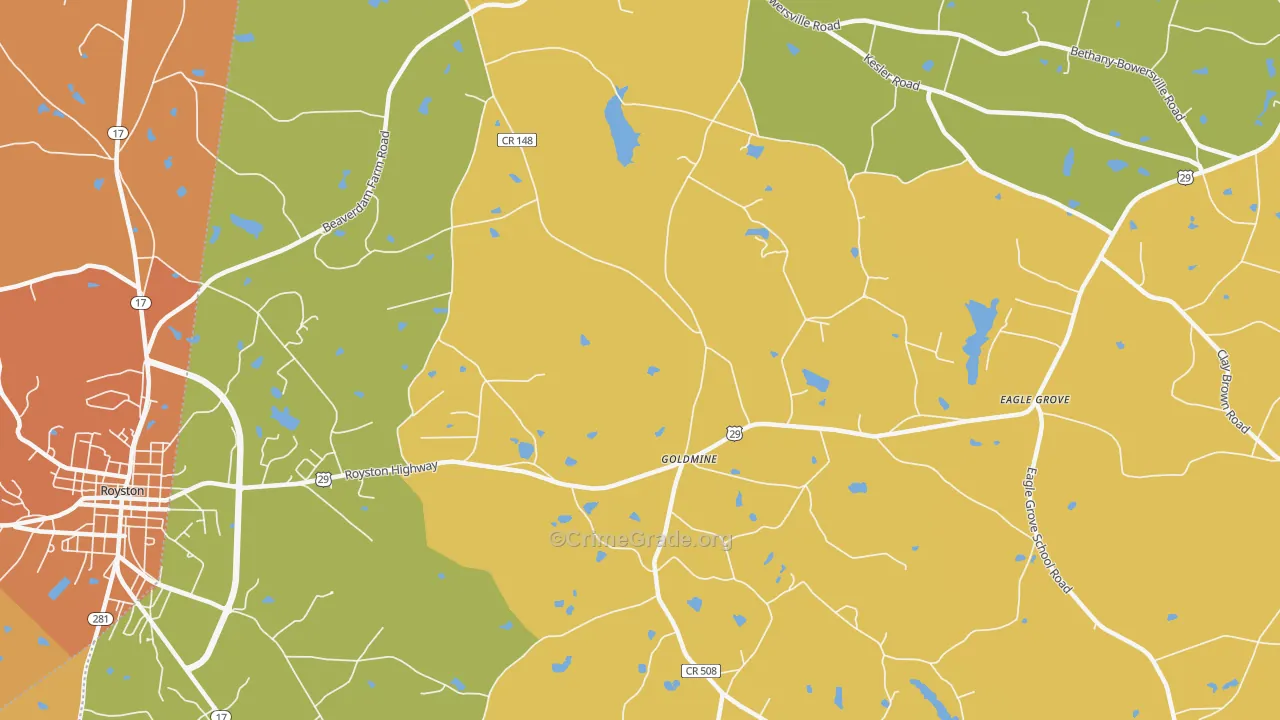 Goldmine, GA Map of Burglary Rates