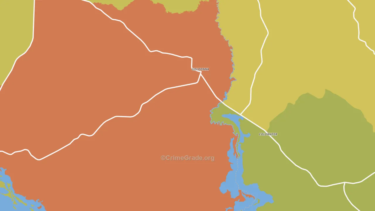 Goldonna, LA Map of Burglary Rates