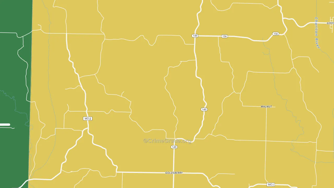 Goldsberry, MO Map of Burglary Rates