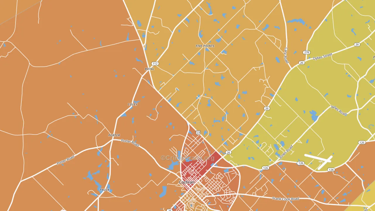 Goldsboro, GA Map of Burglary Rates