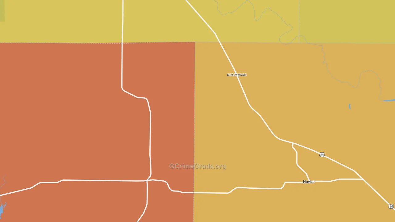 Goldsboro, TX Map of Burglary Rates