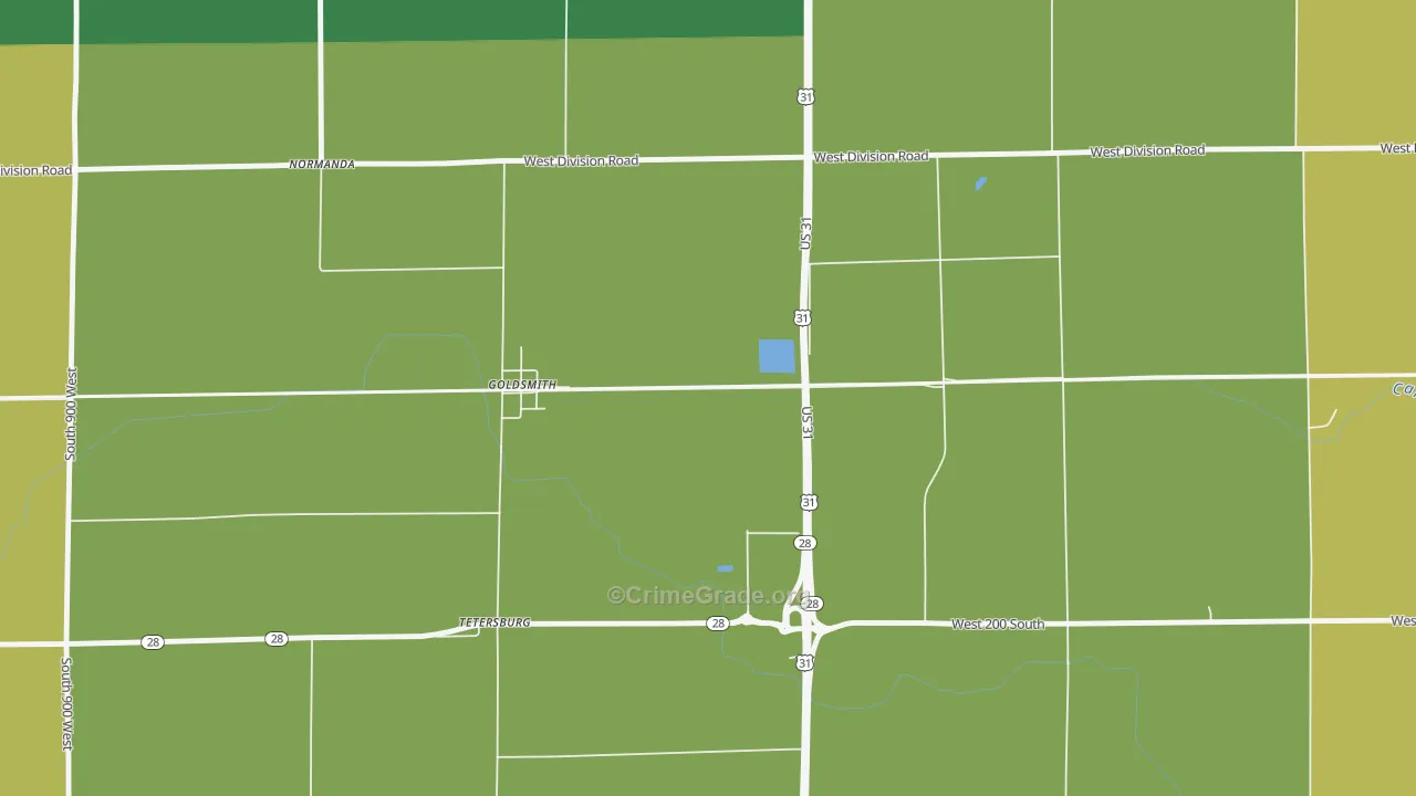 Goldsmith, IN Map of Burglary Rates