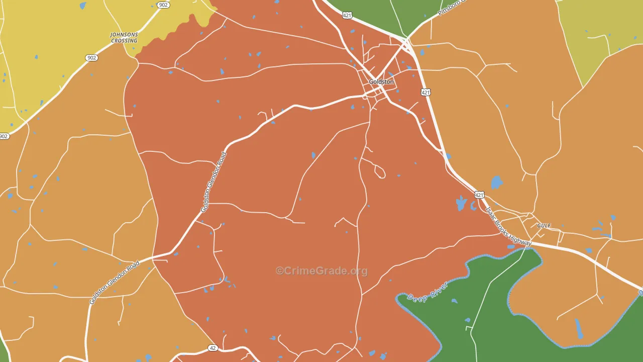 Goldston, NC Map of Burglary Rates