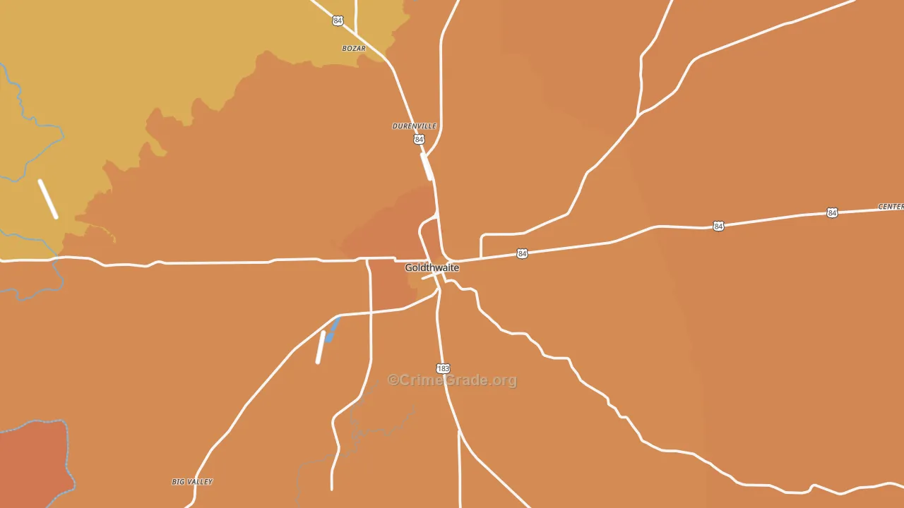 Goldthwaite, TX Map of Burglary Rates