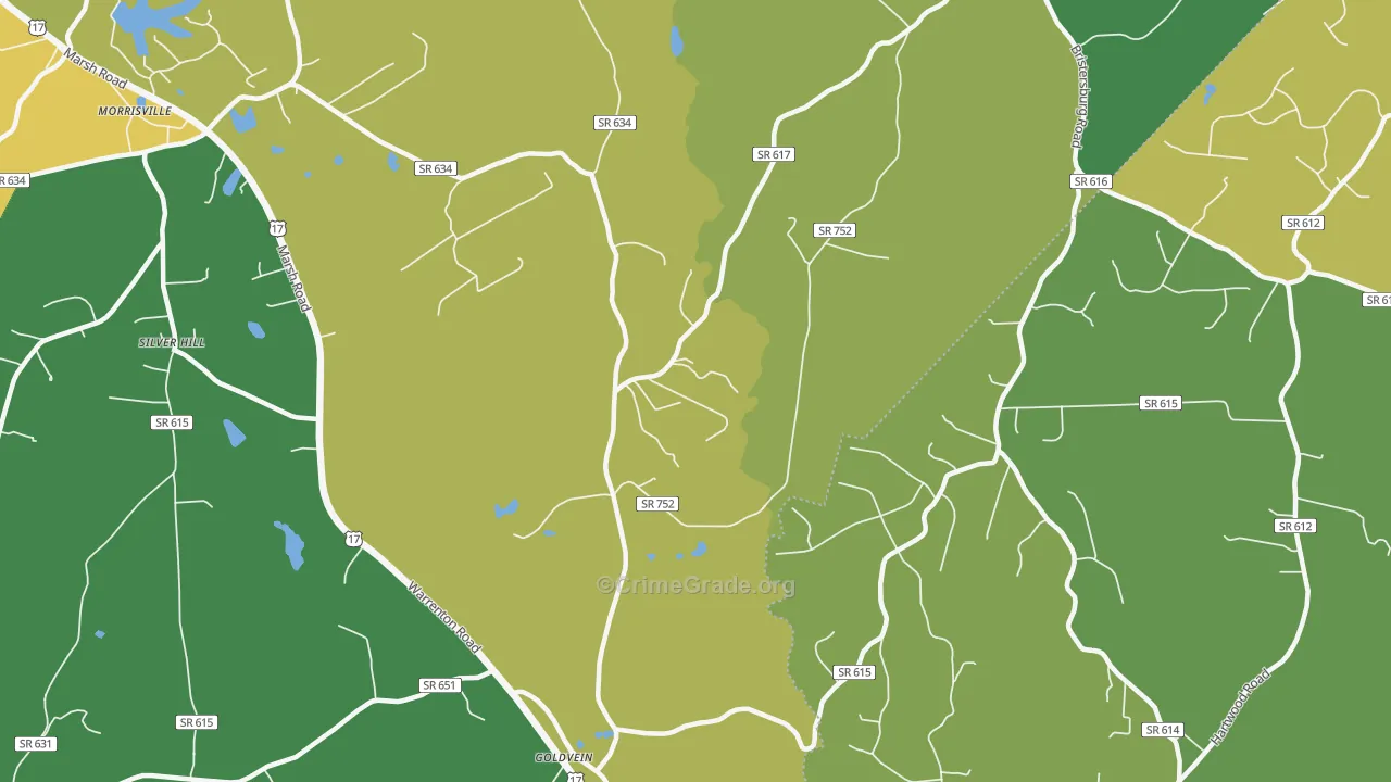 Goldvein, VA Map of Burglary Rates
