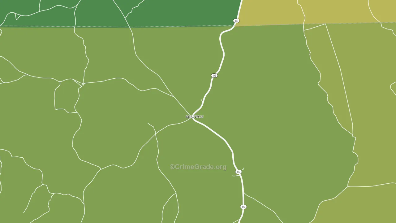 Goldville, AL Map of Burglary Rates