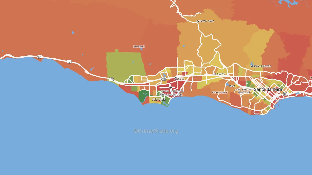 Goleta, CA Map of Burglary Rates