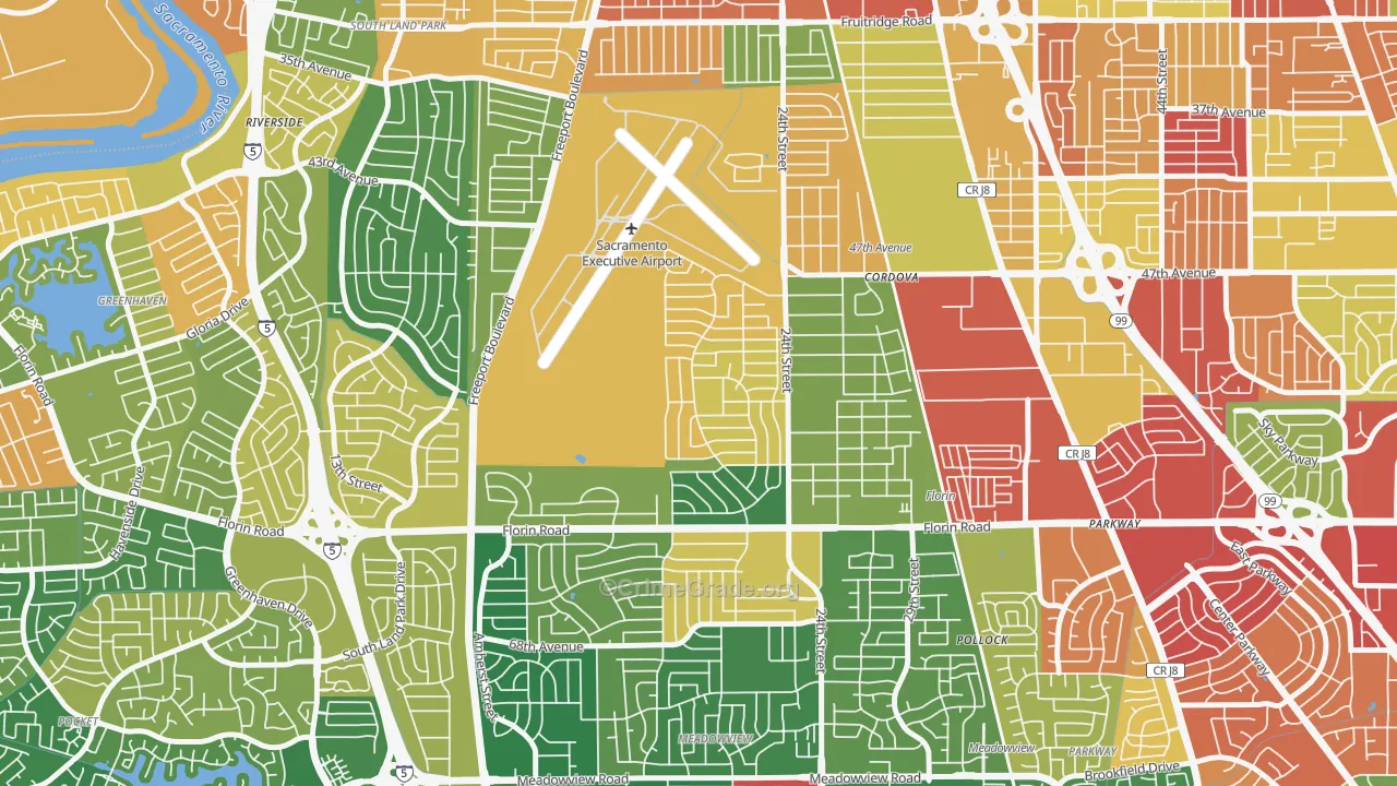 Golf Course Terrace, Sacramento, CA Map of Burglary Rates