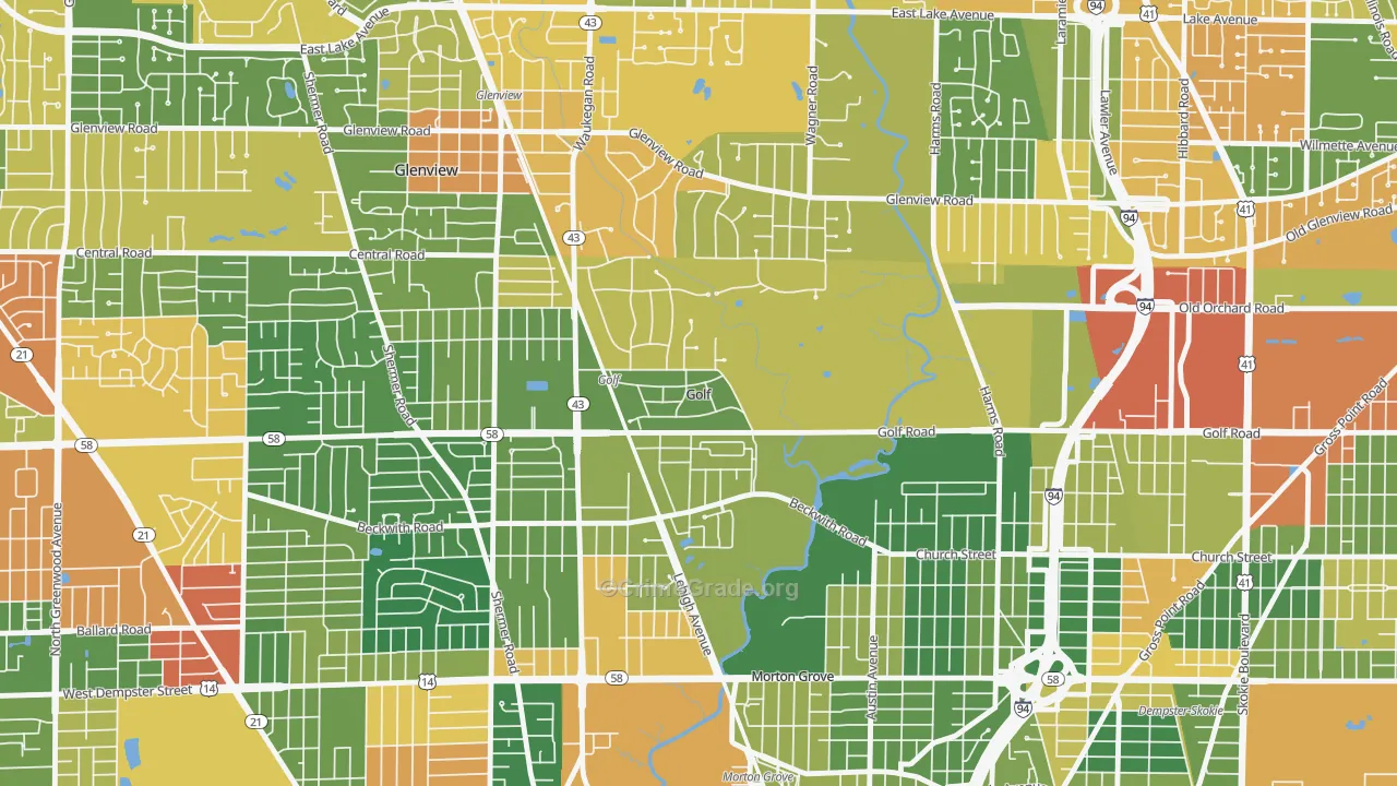 Golf, IL Map of Burglary Rates