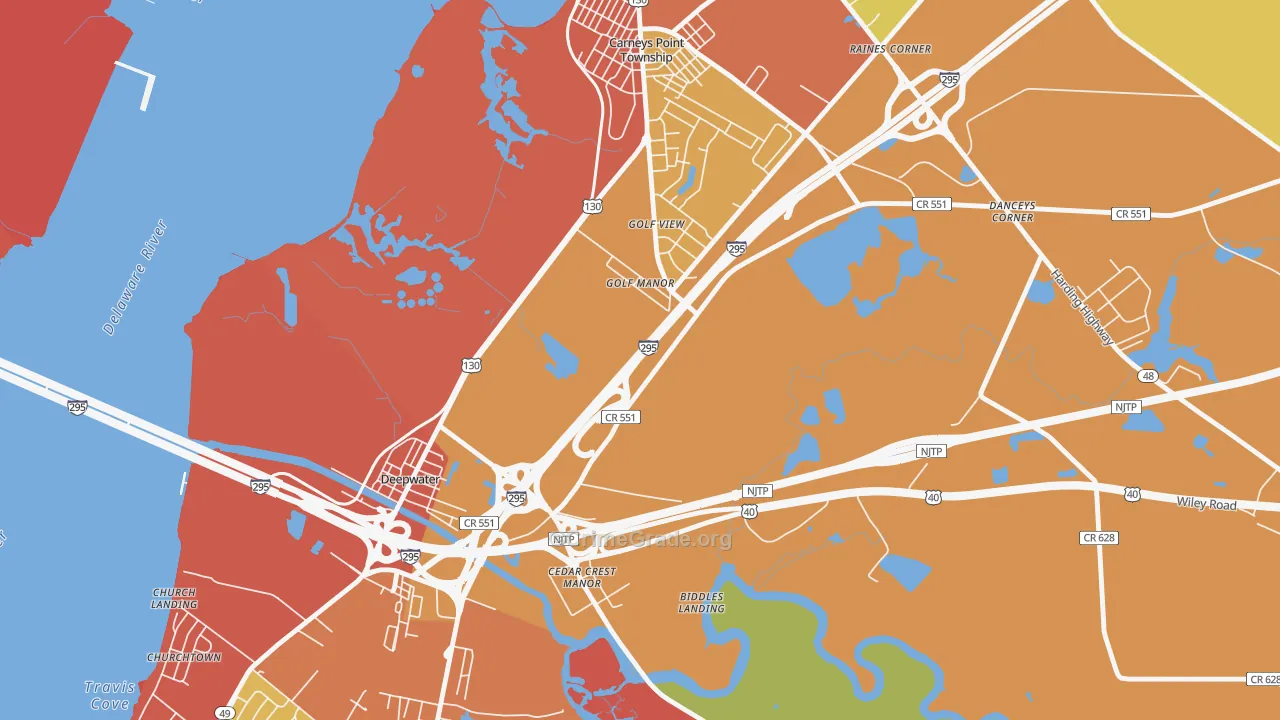 Golf Manor, NJ Map of Burglary Rates