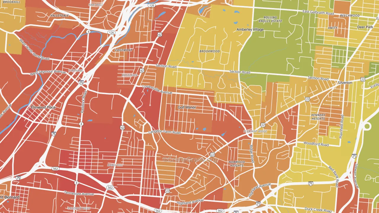 Golf Manor, OH Map of Burglary Rates