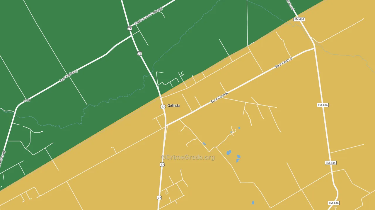 Golinda, TX Map of Burglary Rates