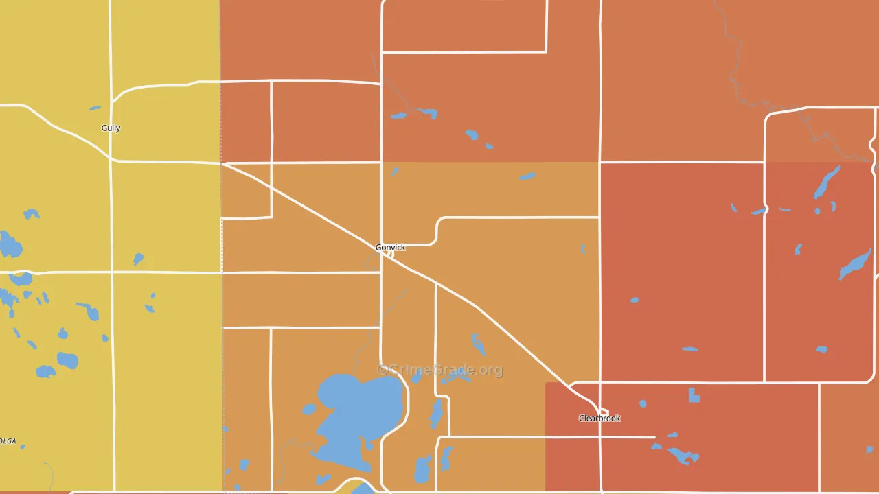 Gonvick, MN Map of Burglary Rates