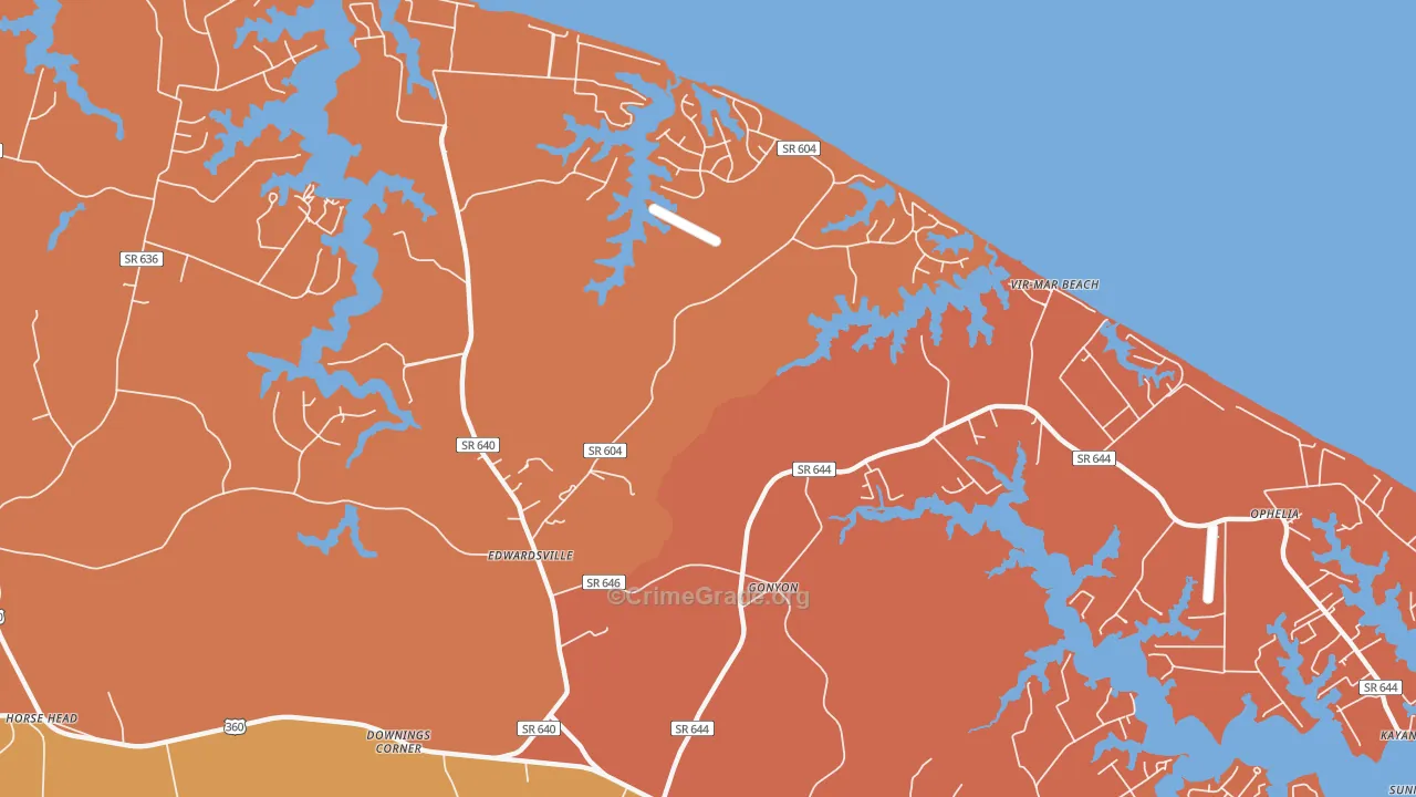 Gonyon, VA Map of Burglary Rates