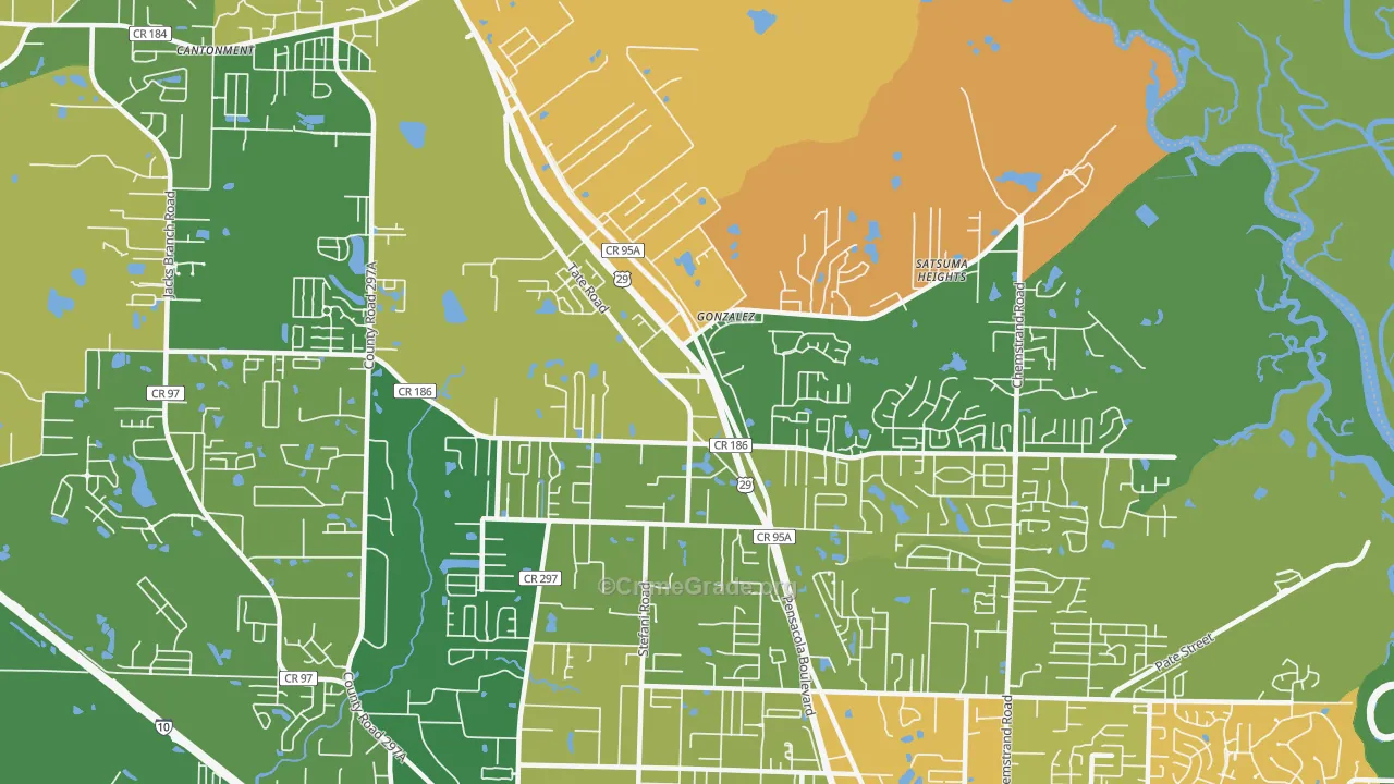 Gonzalez, FL Map of Burglary Rates