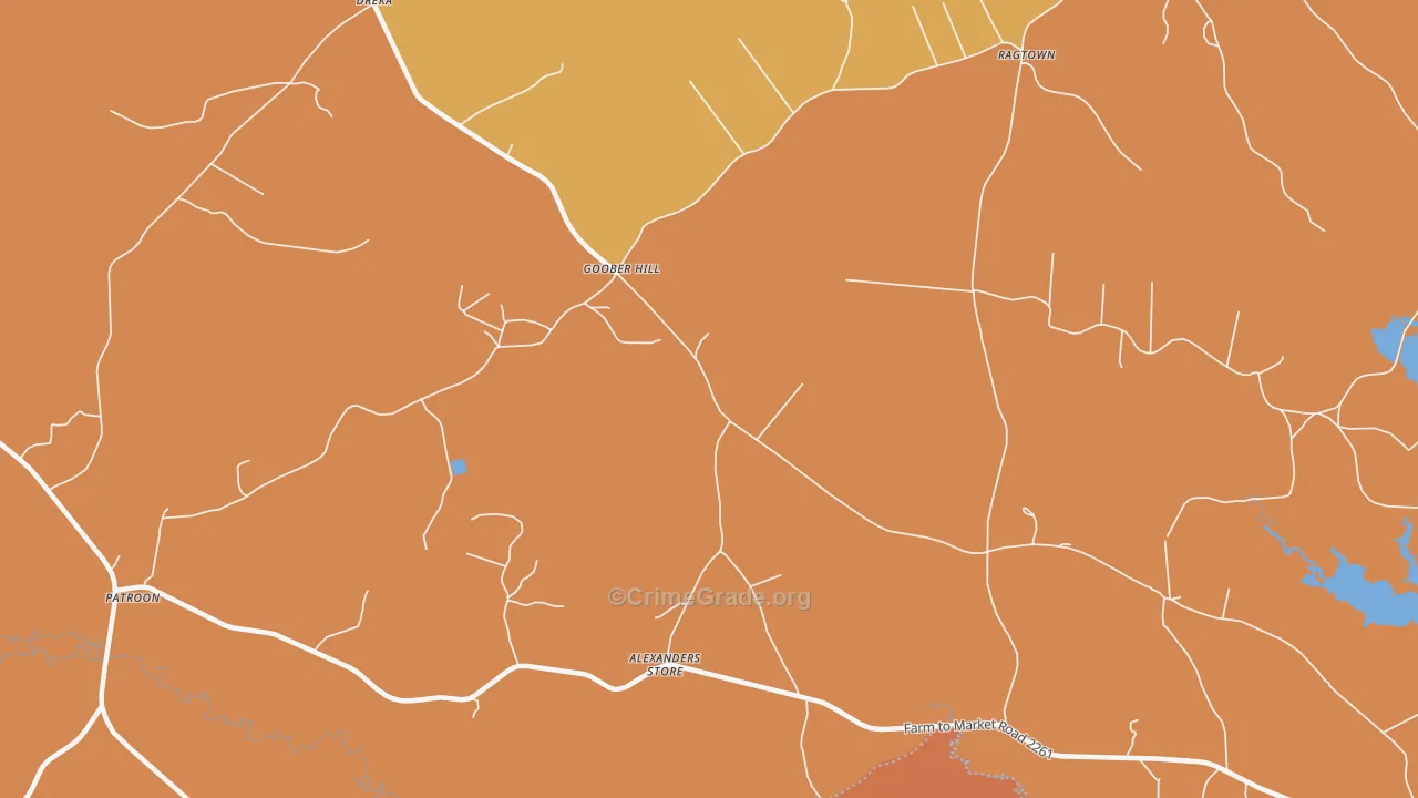Goober Hill, TX Map of Burglary Rates