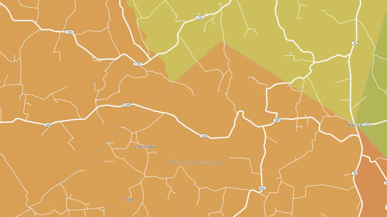 Goochtown, KY Map of Burglary Rates