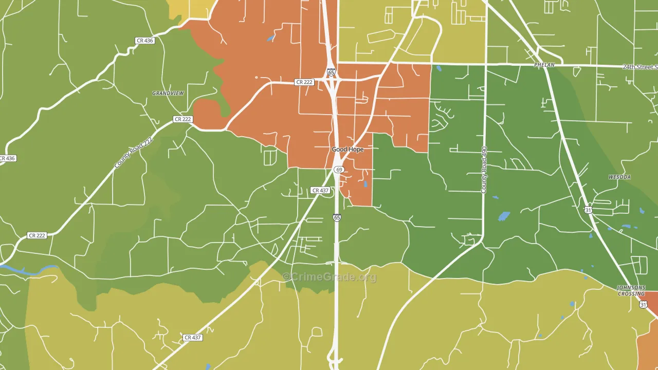 Good Hope, AL Map of Burglary Rates