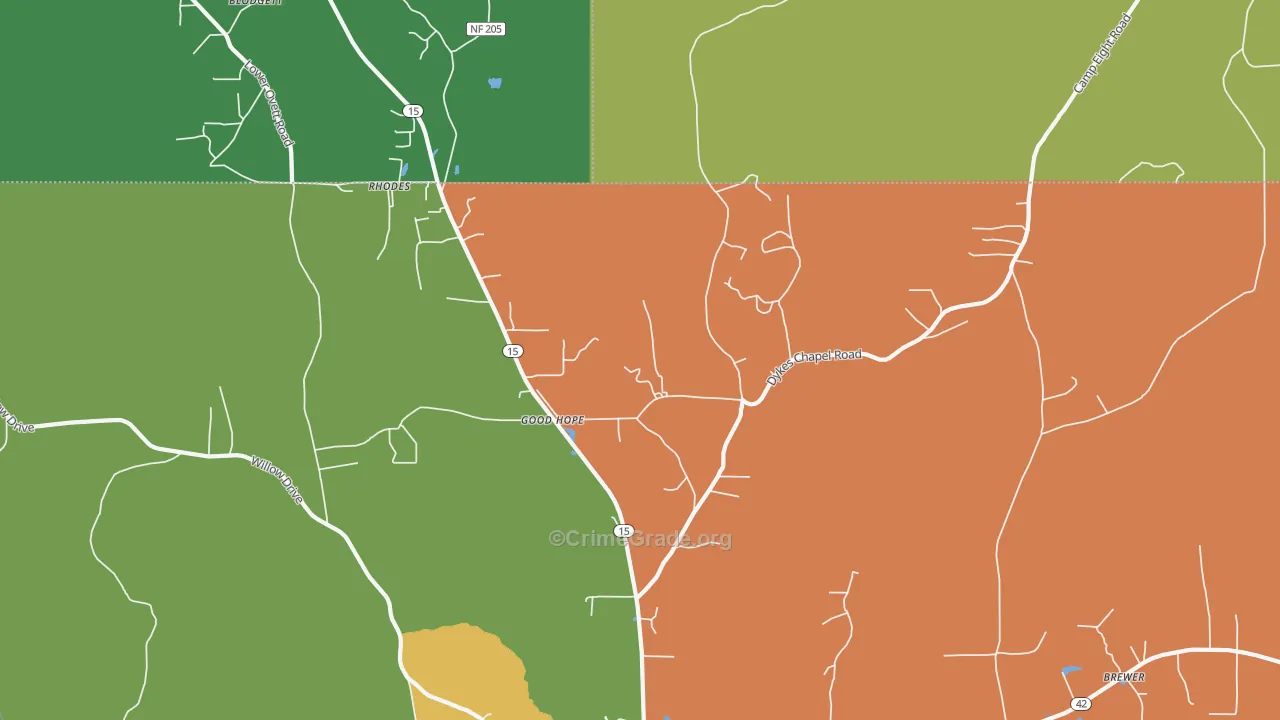 Good Hope, MS Map of Burglary Rates
