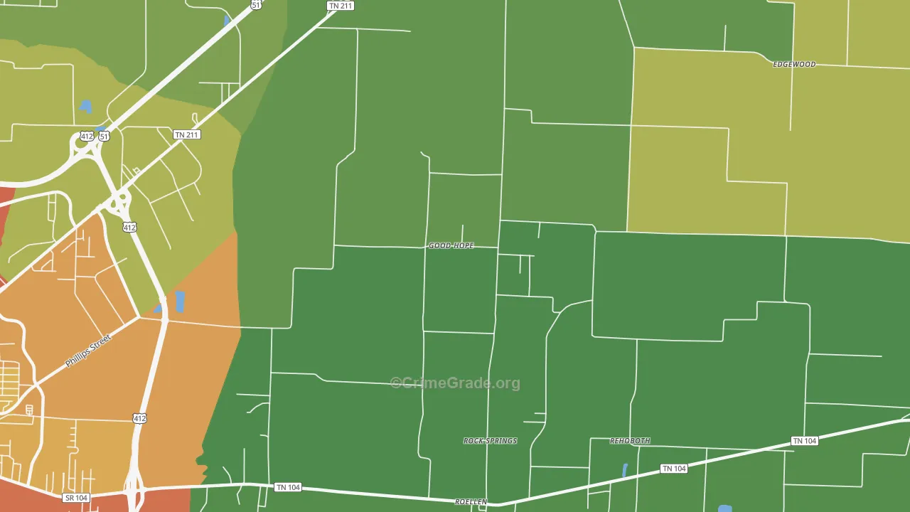 Good Hope, TN Map of Burglary Rates