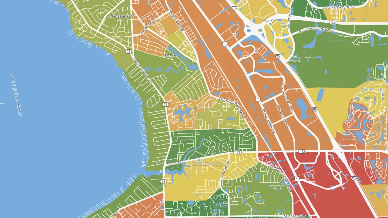 Goodby's Creek, Jacksonville, FL Map of Burglary Rates