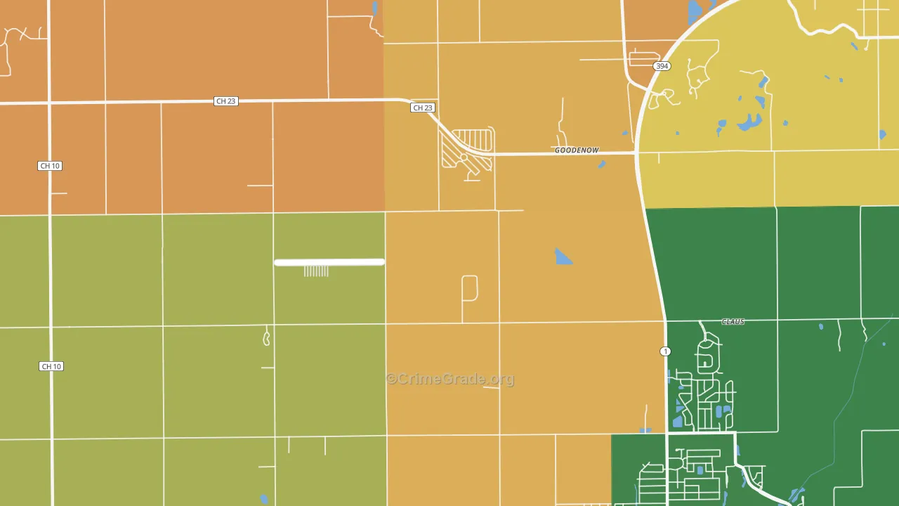 Goodenow, IL Map of Burglary Rates