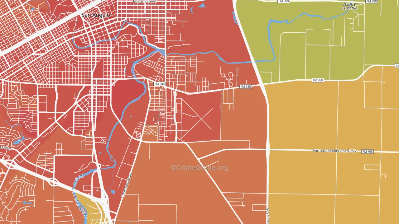 Goodfellow Afb, TX Map of Burglary Rates