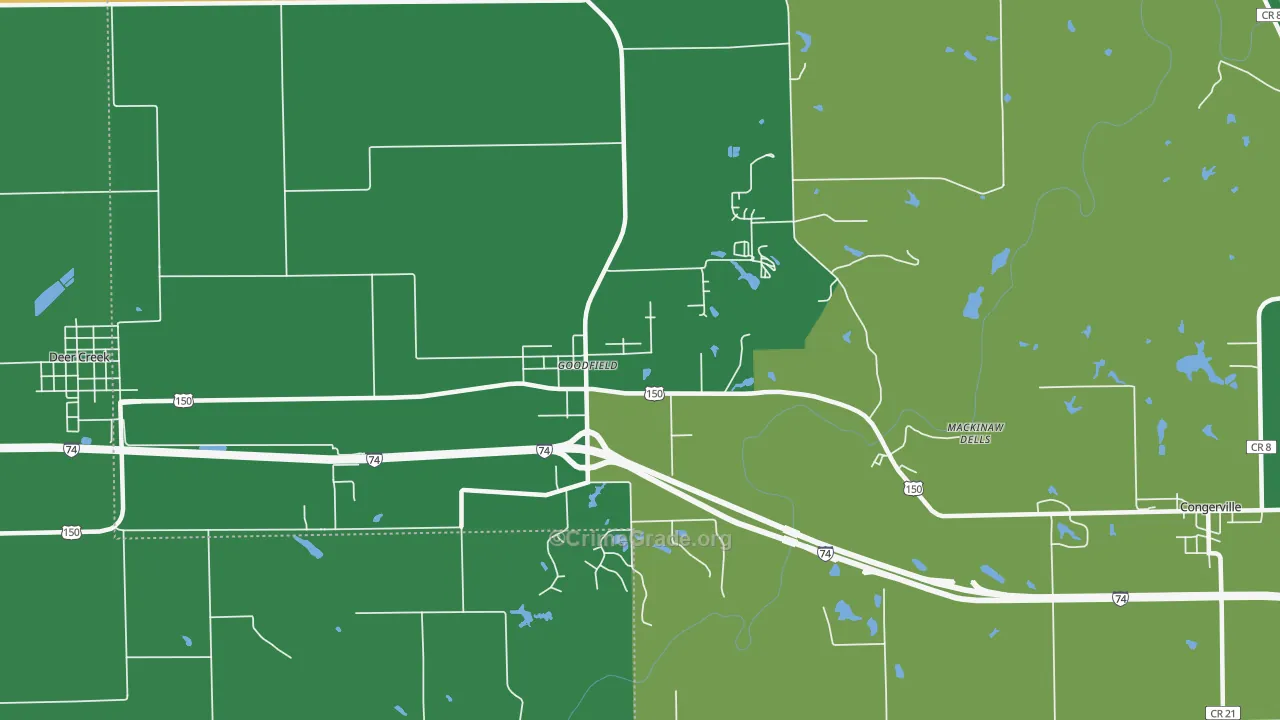 Goodfield, IL Map of Burglary Rates