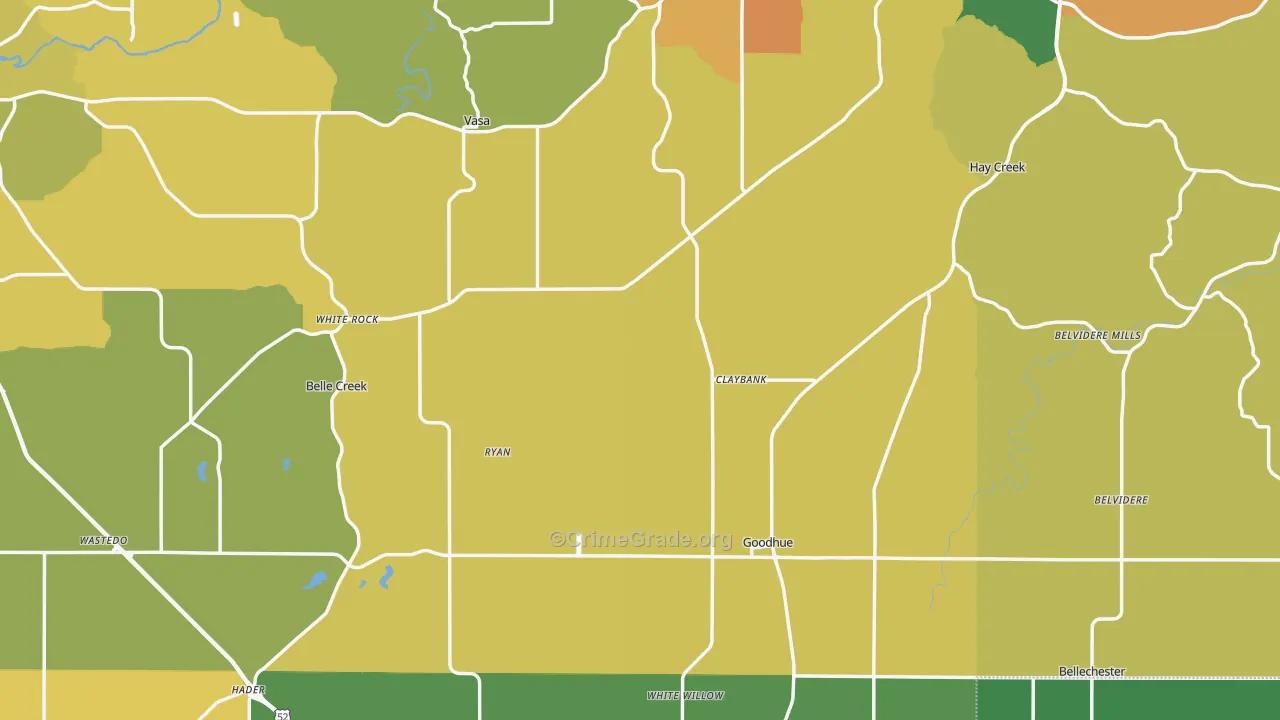 Goodhue County, MN Map of Burglary Rates