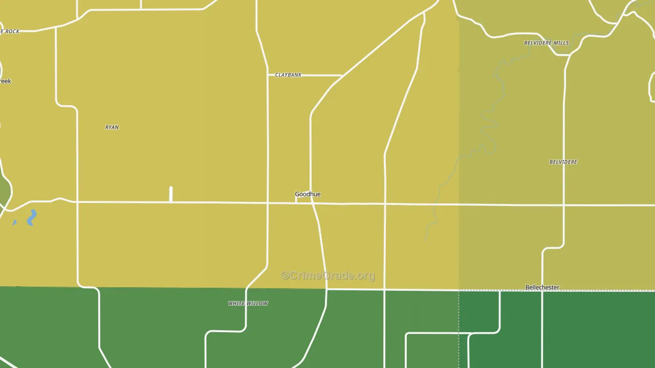 Goodhue, MN Map of Burglary Rates