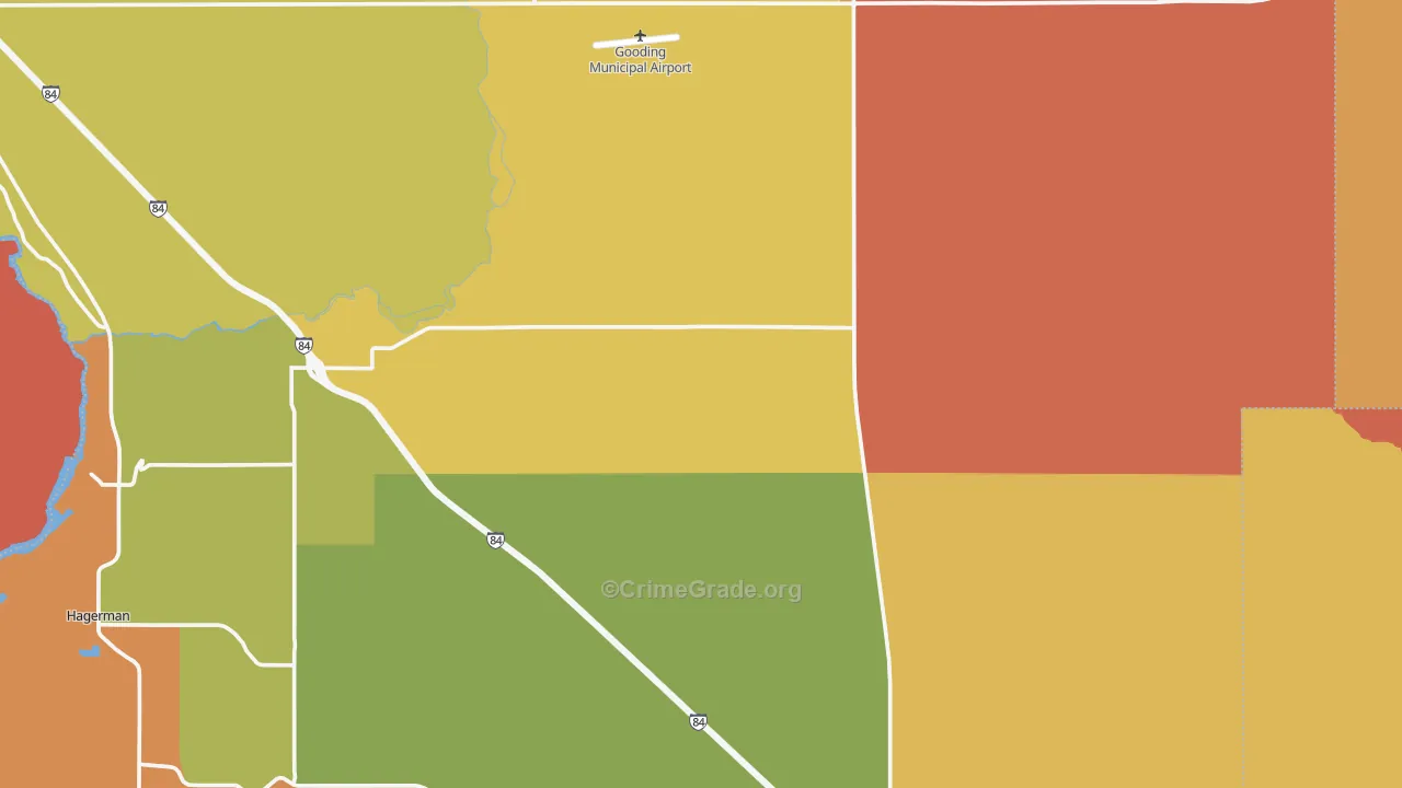 Gooding County, ID Map of Burglary Rates