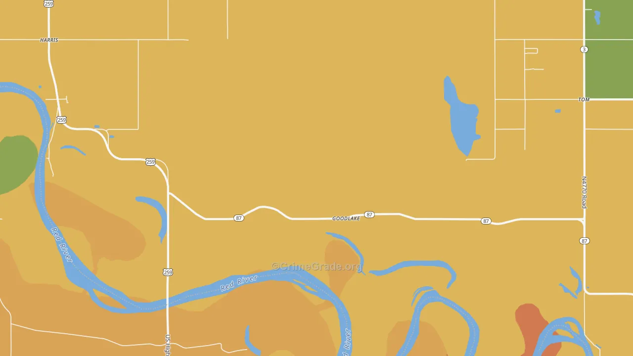 Goodlake, OK Map of Burglary Rates