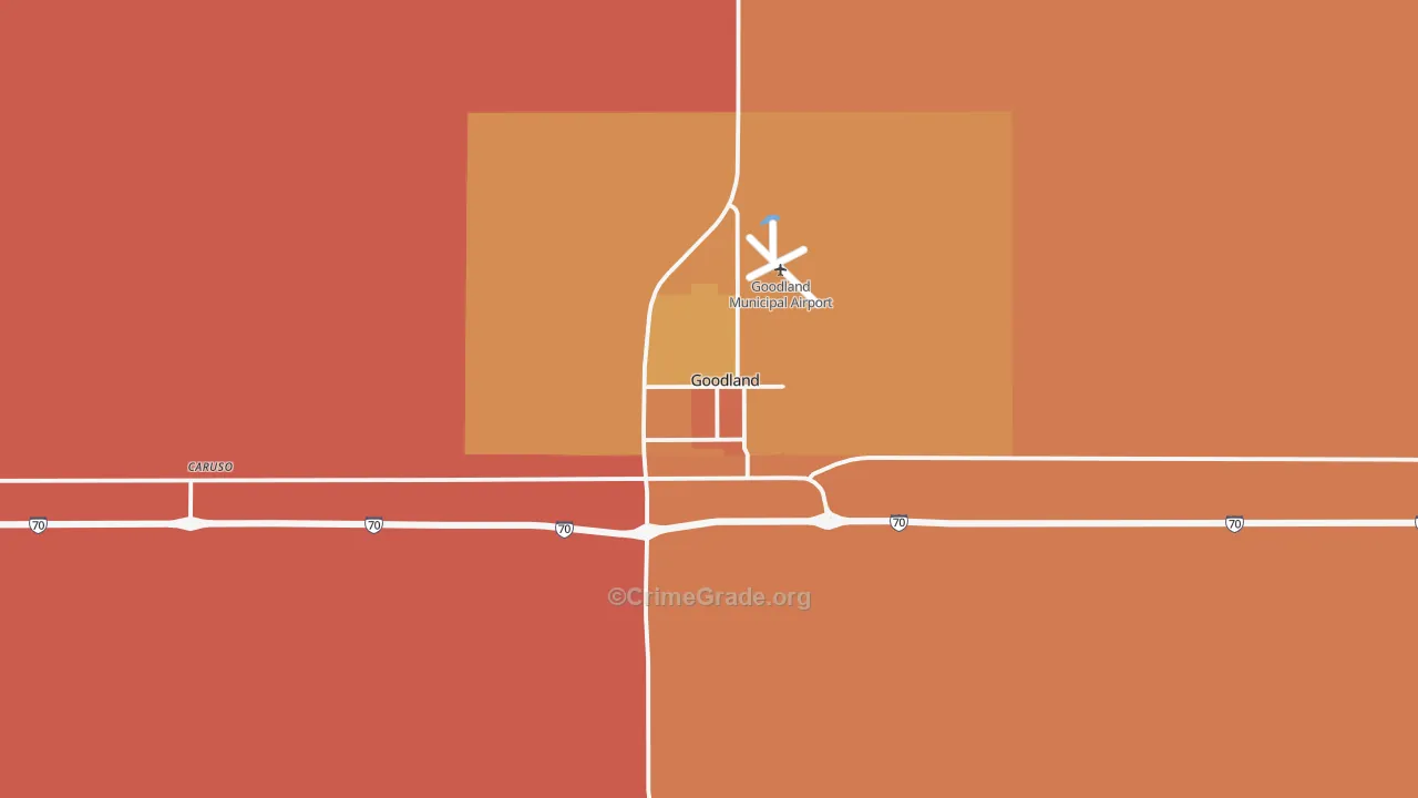 Goodland, KS Map of Burglary Rates