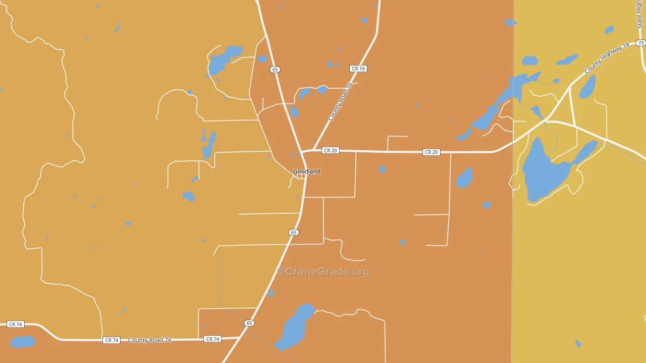 Goodland, MN Map of Burglary Rates