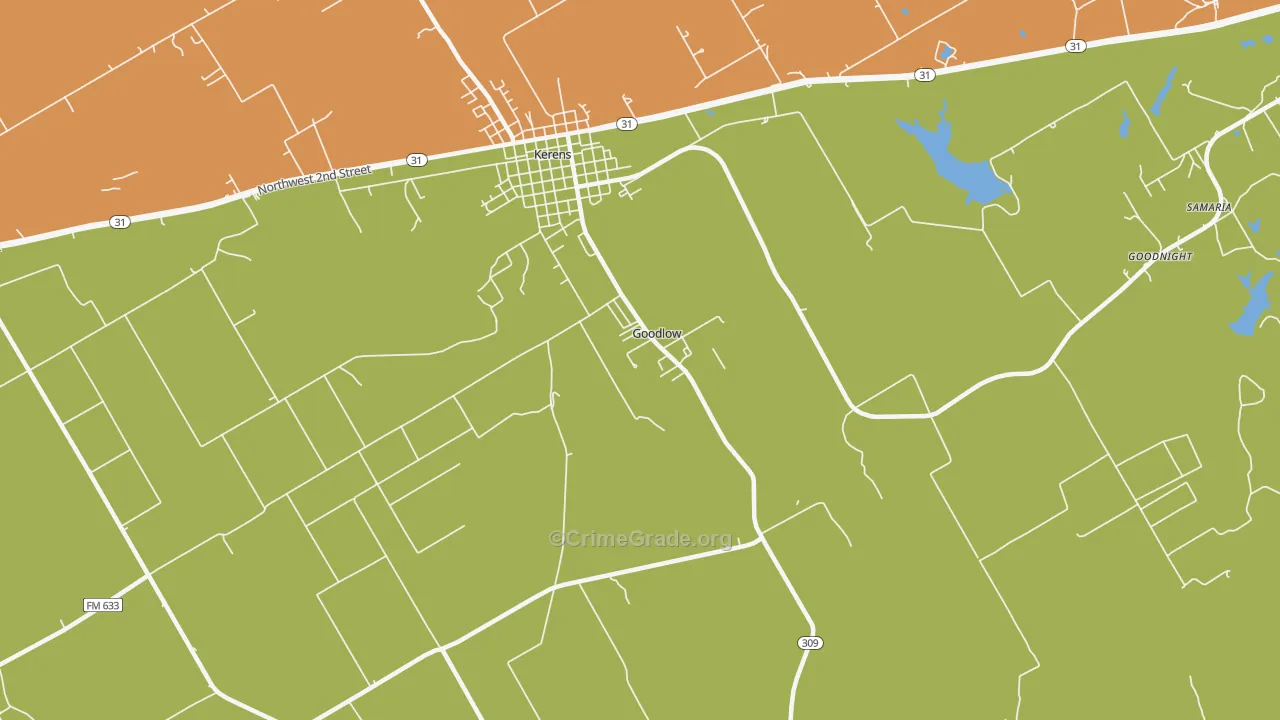 Goodlow, TX Map of Burglary Rates