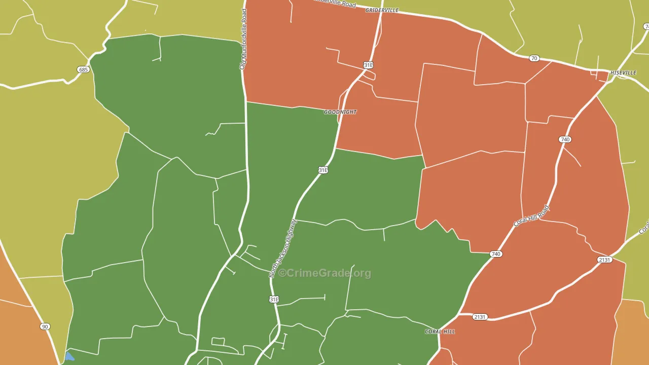 Goodnight, KY Map of Burglary Rates