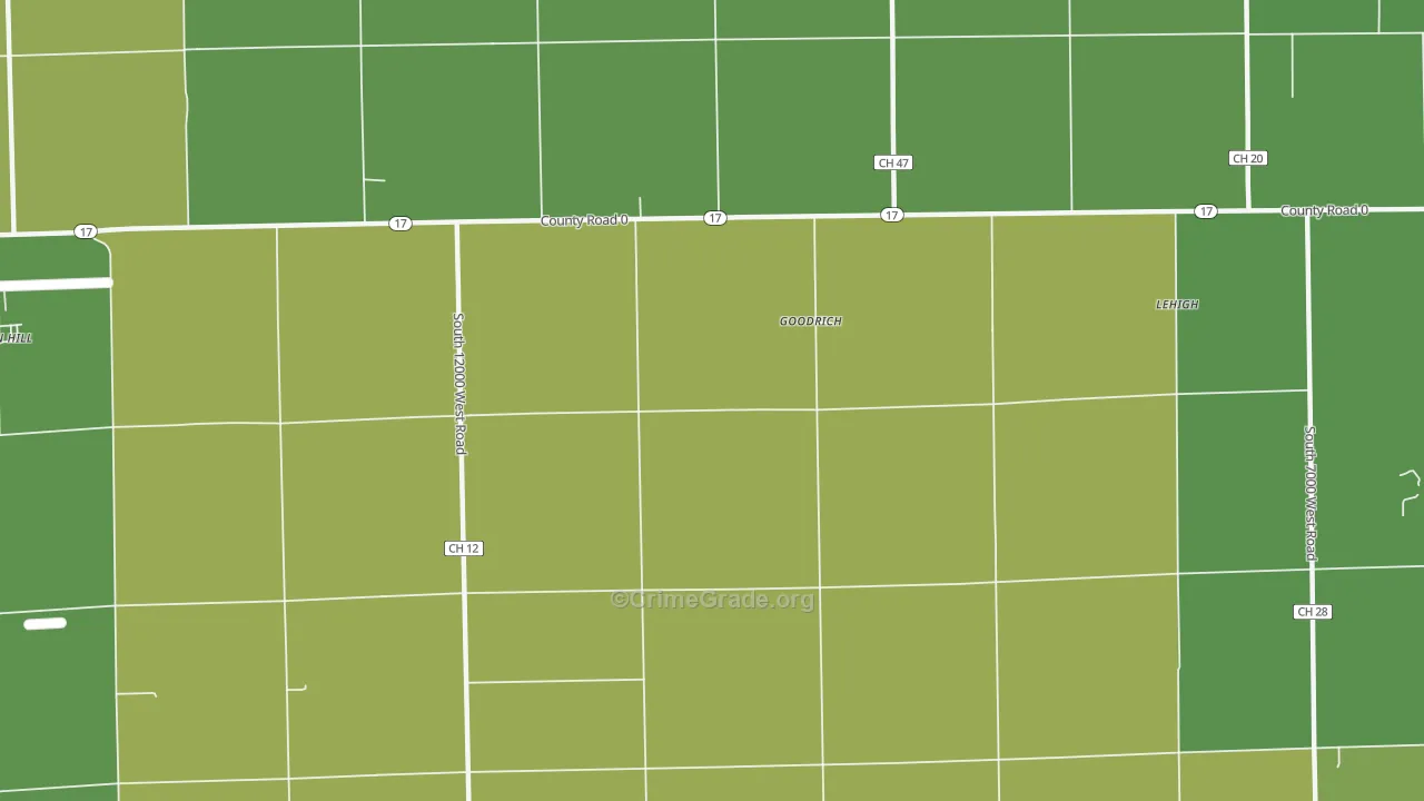 Goodrich, IL Map of Burglary Rates