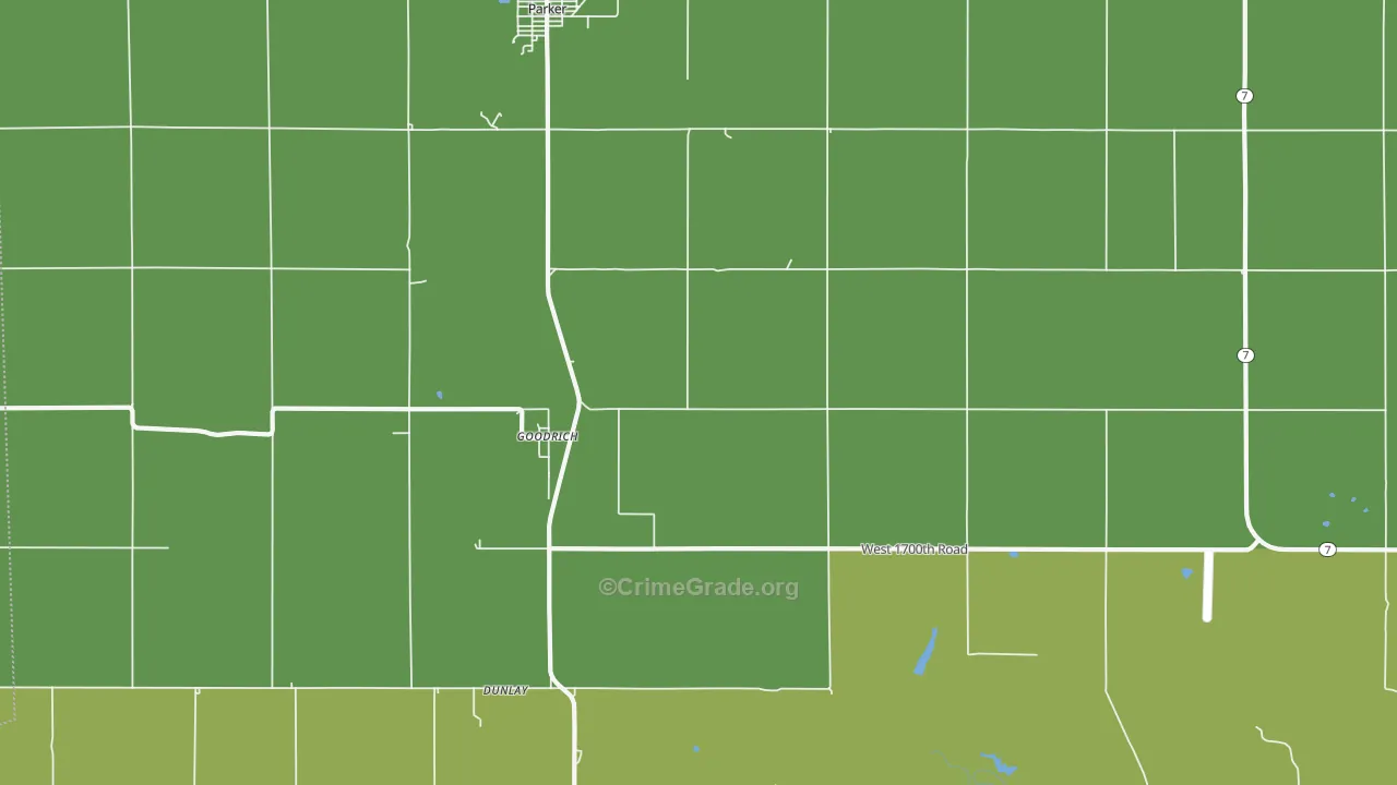Goodrich, KS Map of Burglary Rates