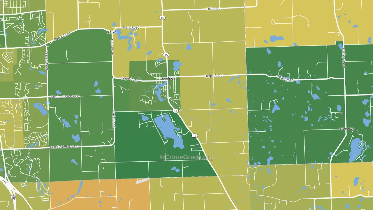 Goodrich, MI Map of Burglary Rates
