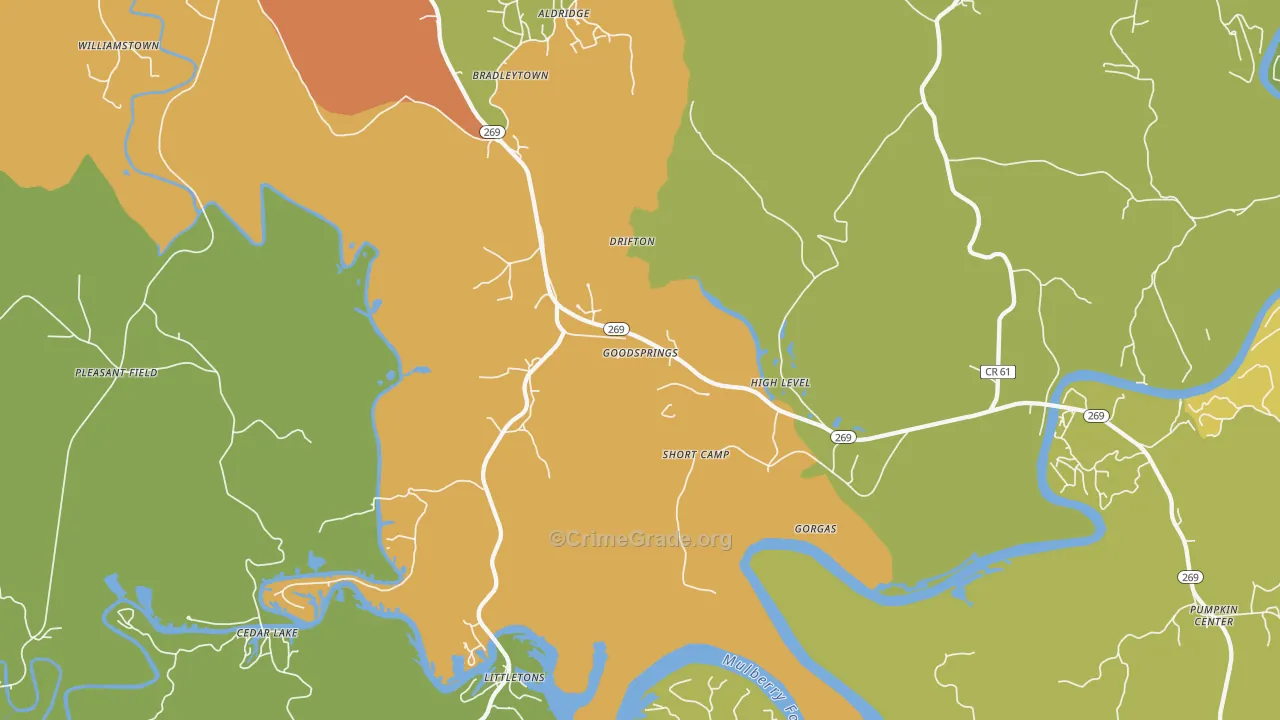 Goodsprings, AL Map of Burglary Rates